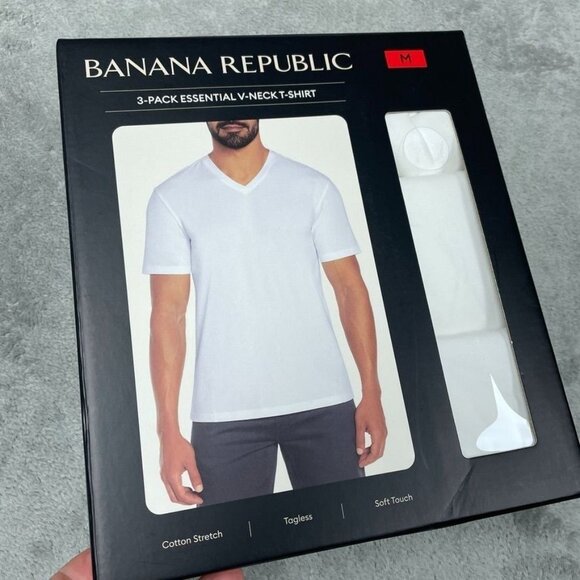 Banana Republic 3-Pack Essential White V-Neck T-Shirts M a0767 - Picture 1 of 5